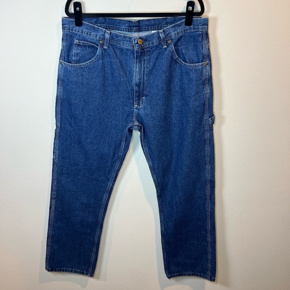 Key Cotton Hammer Loop Dungaree Jeans Blue Denim Workwear Utility  Mens Sz 38x32